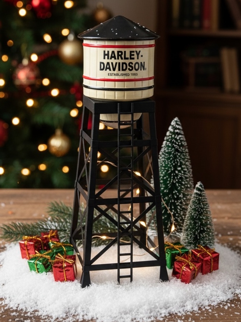 Rare Dept 56 Harley-Davidson Juneau Ave Water Tower - Retired Snow Village